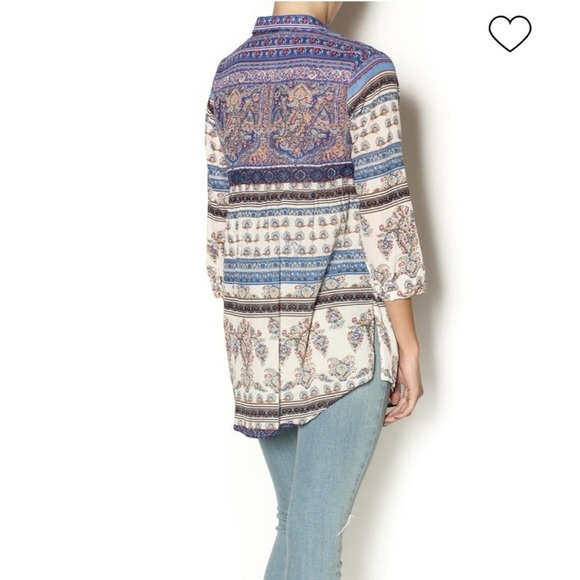 Aratta my memory button up tunic top small - Picture 2 of 4